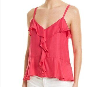 Parker | Rose Pink Ruffle Silk Blouse Tank